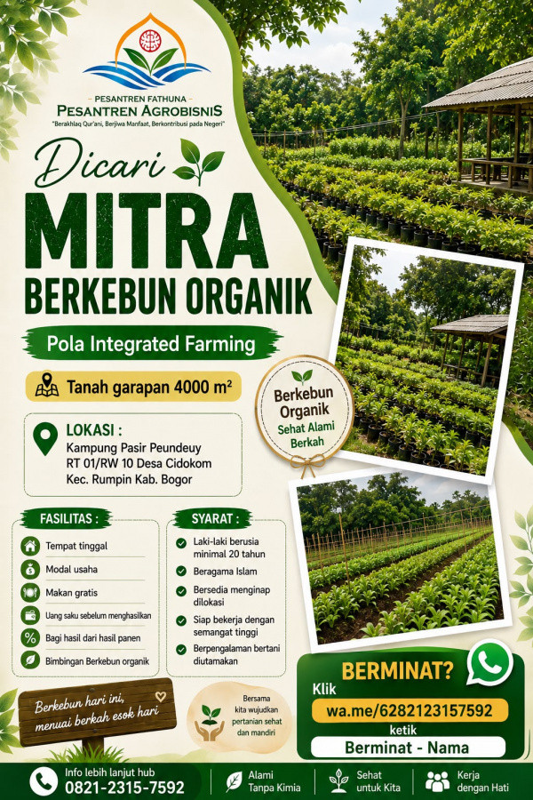 (Info) Pesantren Fathuna  Mencari Mitra  Berkebun Organik